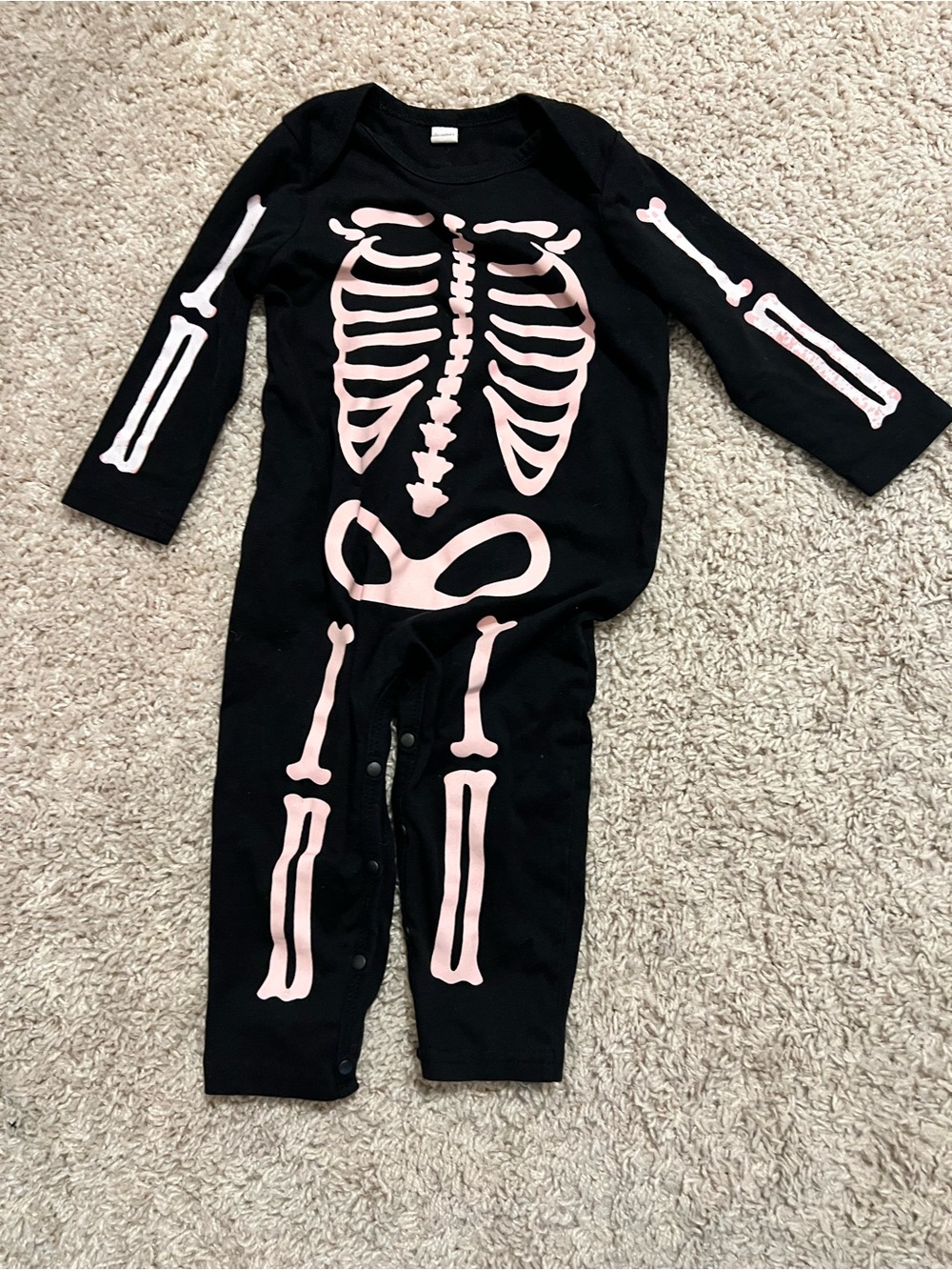 & Other Stories Black Romper with Pink Skeleton Print